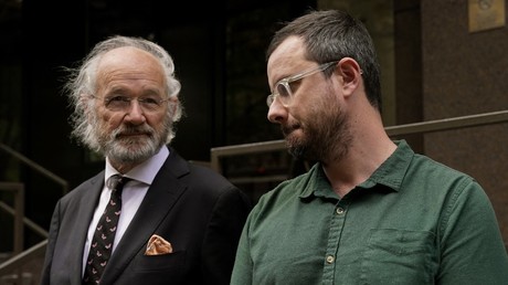Le père et le frère de Julian Assange, John et Gabriel Shipton à New York le 17 juin (image d'illustration).