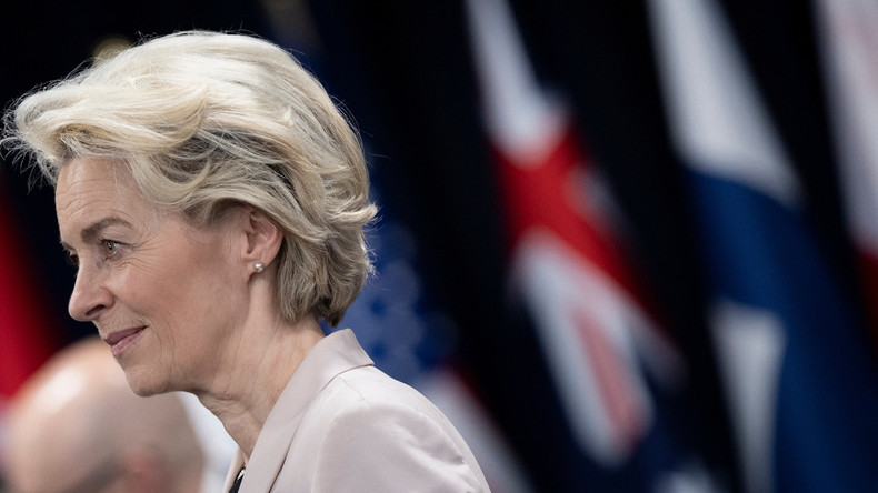 La présidente de la Commission européenne, Ursula von der Leyen, lors du Conseil de l'Atlantique Nord pendant le sommet de l'OTAN, le 29 juin 2022.