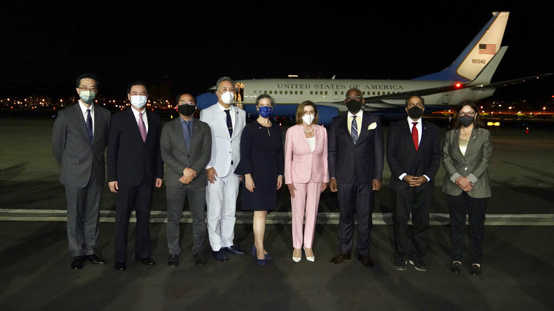 Sancy Pelosi lors de son arrivée à Taïwan, le 2 août 2022.