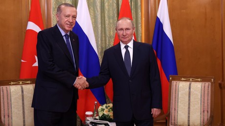 Le président turc Recep Tayyip Erdogan rencontre son homologue russe Vladimir Poutine à Sotchi, ce 5 août.