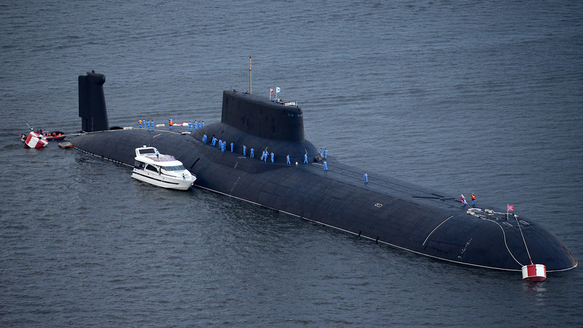 Russian Navy's TK-208 Dmitry Donskoy nuclear submarine arrives at the Leningrad Naval Base of the Russian Baltic Fleet in the town of Kronstadt on Kotlin Island. 