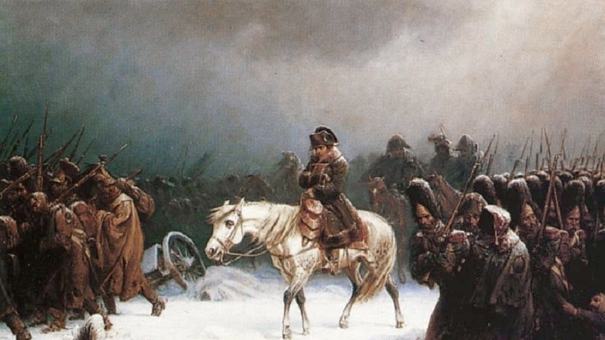 У октобру 1812. године Наполеонова „Велика армија“ започела је хитну евакуациу. Сликар: Адолф Нортен 