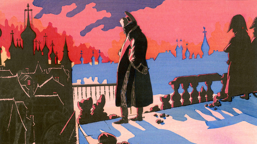 Napoleão observando Moscou em chamas em setembro de 1812