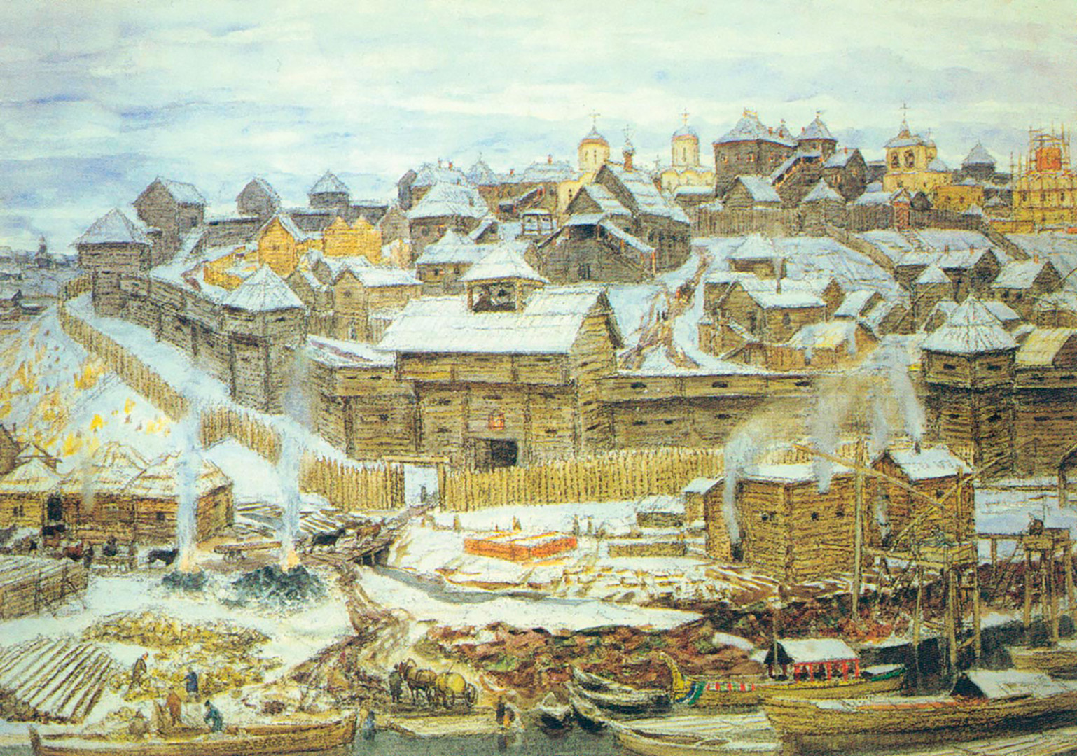 El Kremlin de Moscú durante los tiempos de Iván Kalitá, obra de Apollinari Vasnetsov, 1921. 