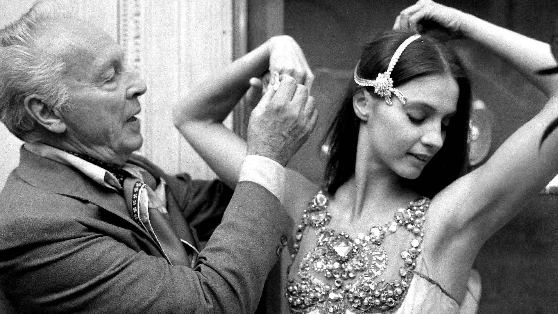 George Balanchine and dancer Suzanne Farrell wearing Van Cleef and Arpels jewelry for Balanchine's ballet 