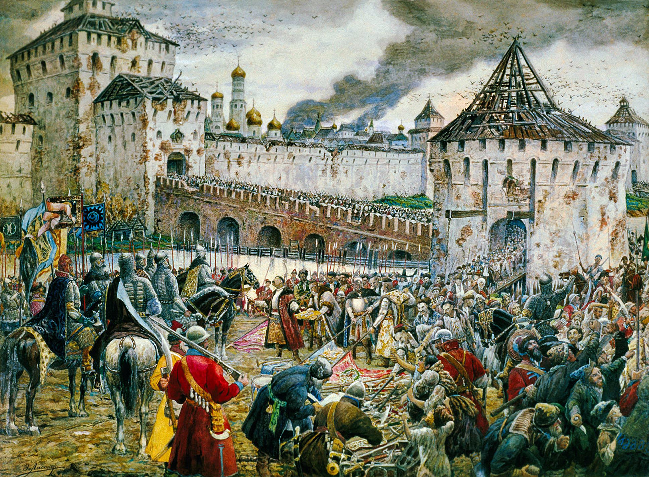 ポーランド兵はモスクワのクレムリンを退却している。1612年