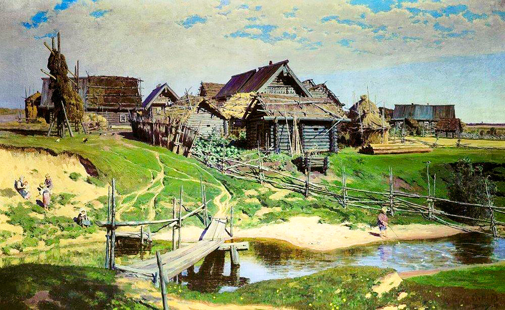「ロシアの村」、ワシーリー・ポレーノフ画、1889年