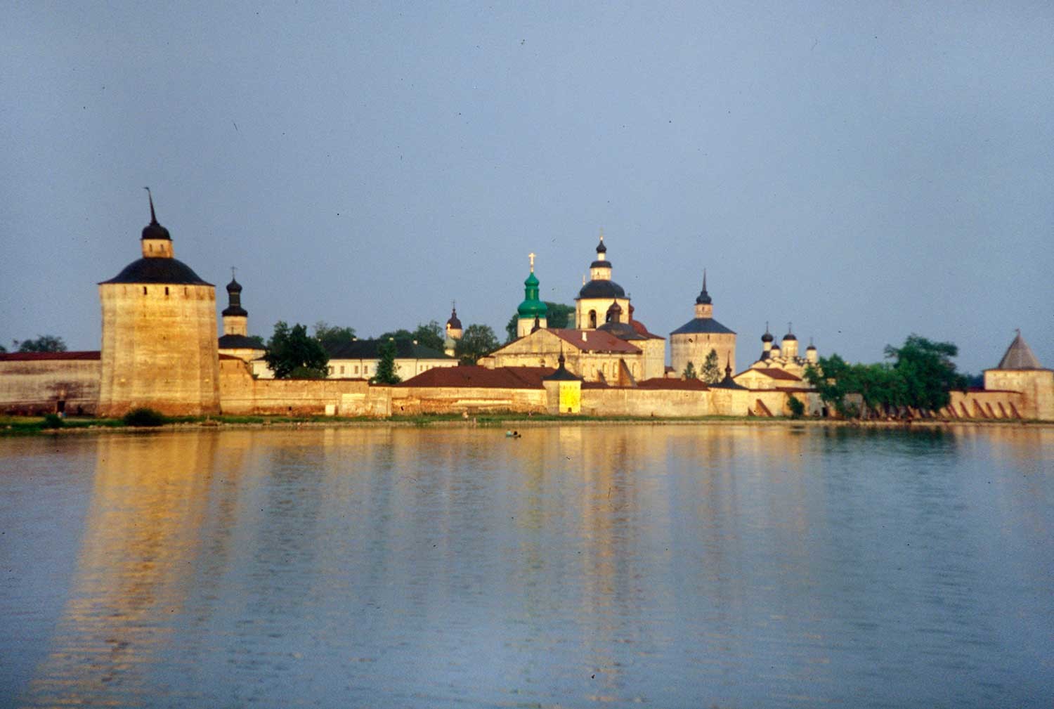 St. Kirill Belozersky Monastery. Southwest view across Siverskoe Lake. July 14, 1999