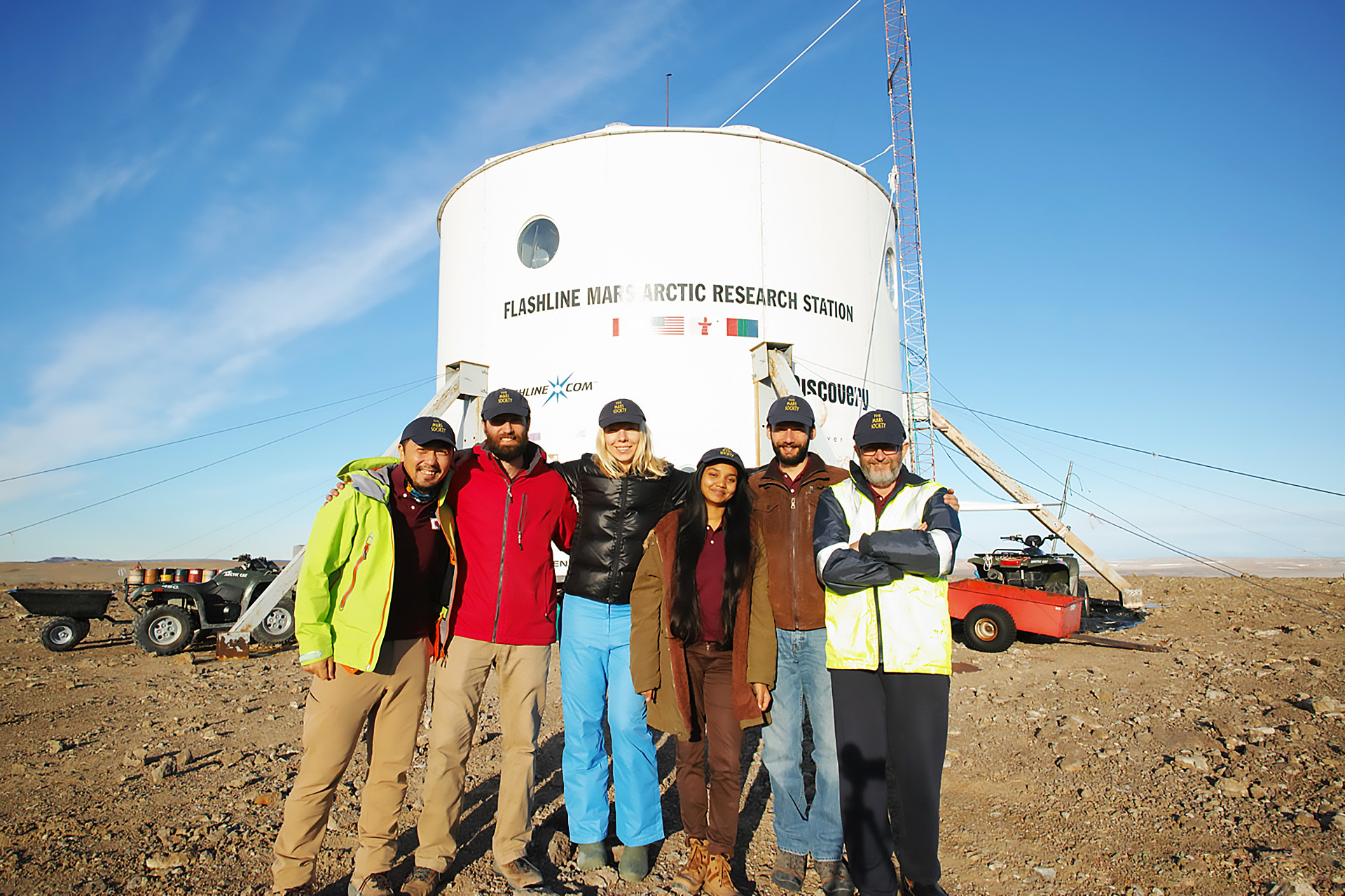 Crew Mars 160 at Flashline Arctic Research Station, Devon Island.