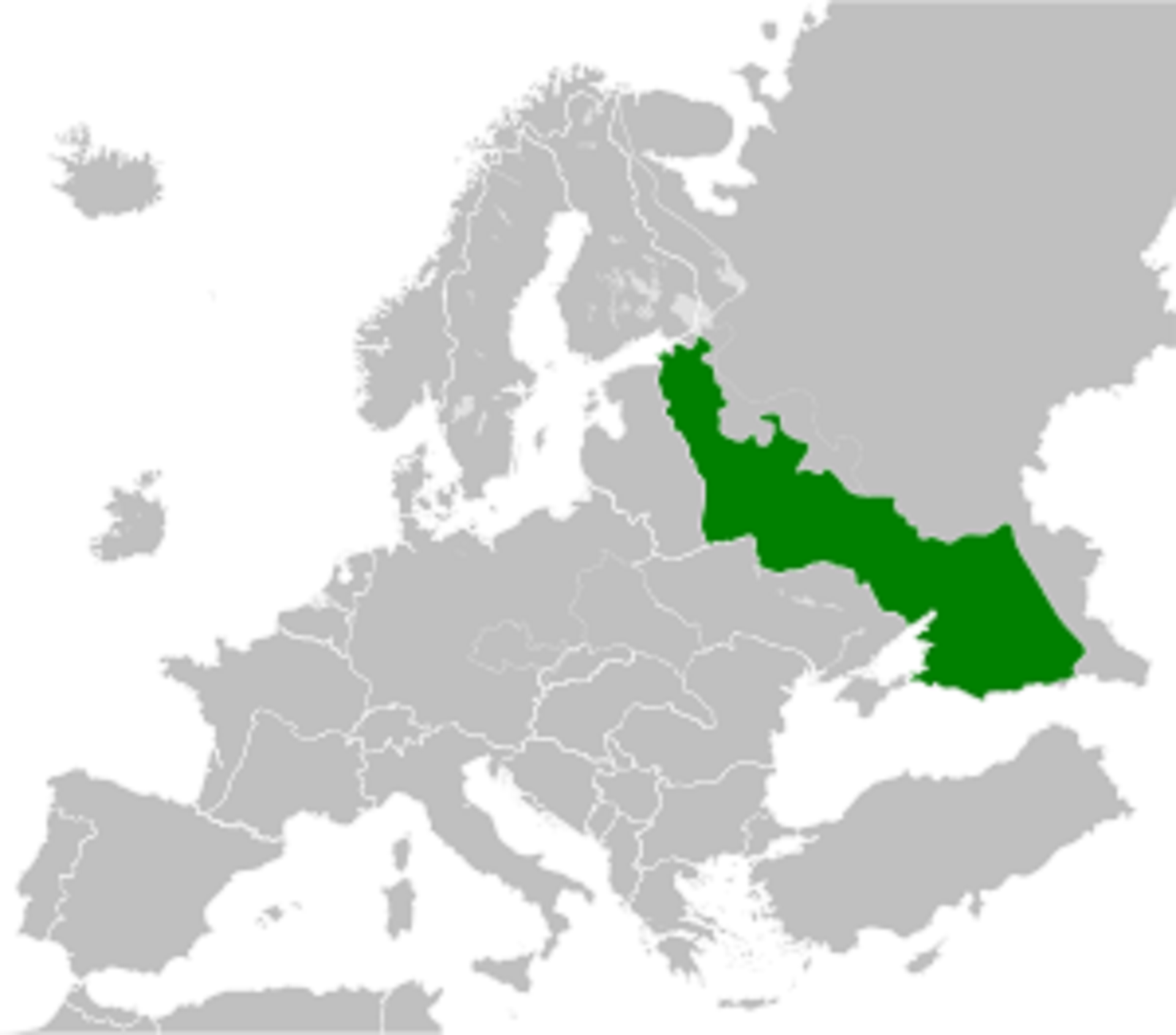 Karta prikazuje područja koja bi obuhvaćala Reichskommissariat Moskowien.