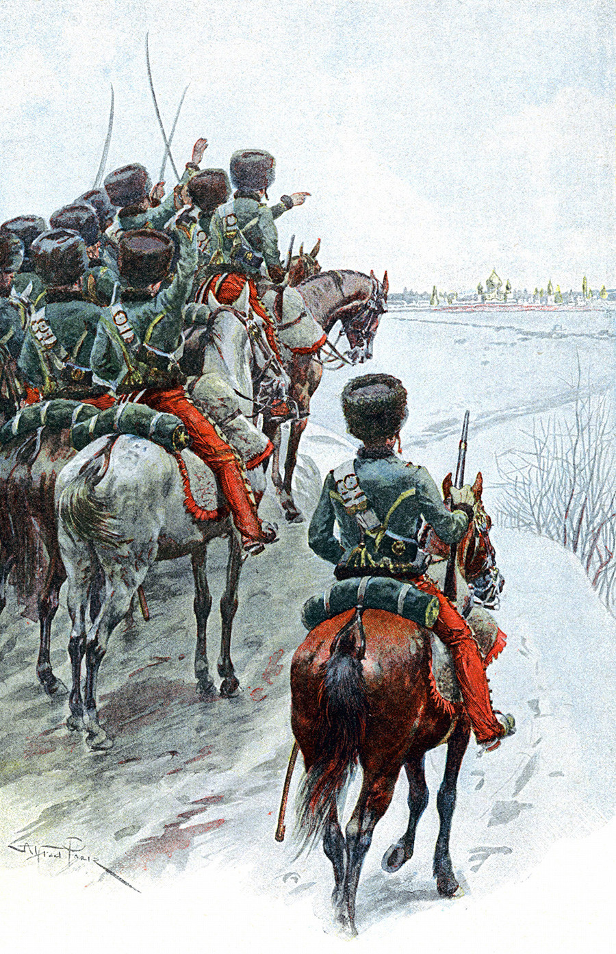 Наполеонова Велика армија у предграђу Москве, 1812. Илустрација са почетка 20. века.