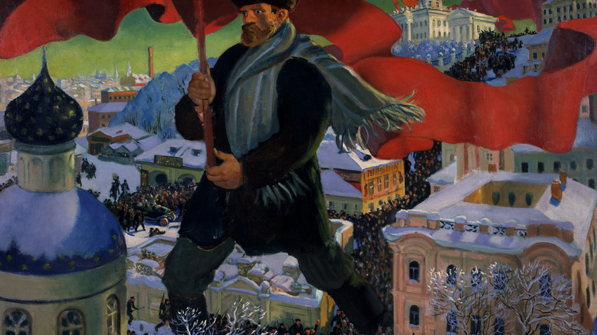 Le Bolchevik par Boris Kustodiev.