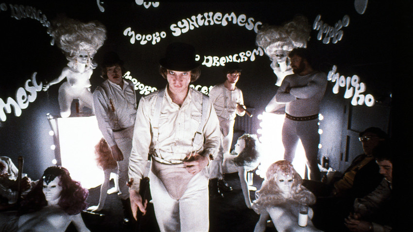 Malcolm McDowell dans Orange mécanique (A Clockwork Orange), Kubrick.
