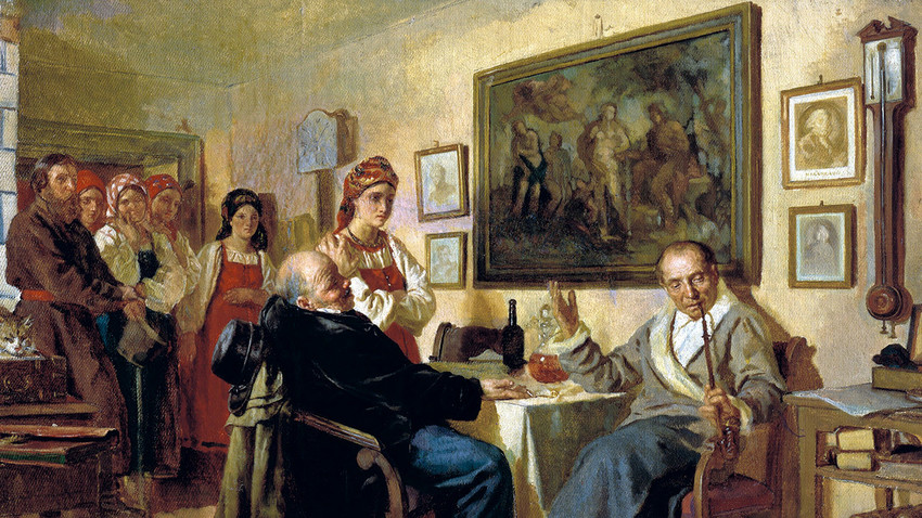 Das Feilschen. Bild von Nikolaj Newrew, 1866