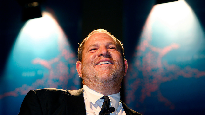 Harvey Weinstein, ex-Co-Chairman of the Weinstein Company, who has fallen from grace after terrible accusations of rape and sexual harassment.