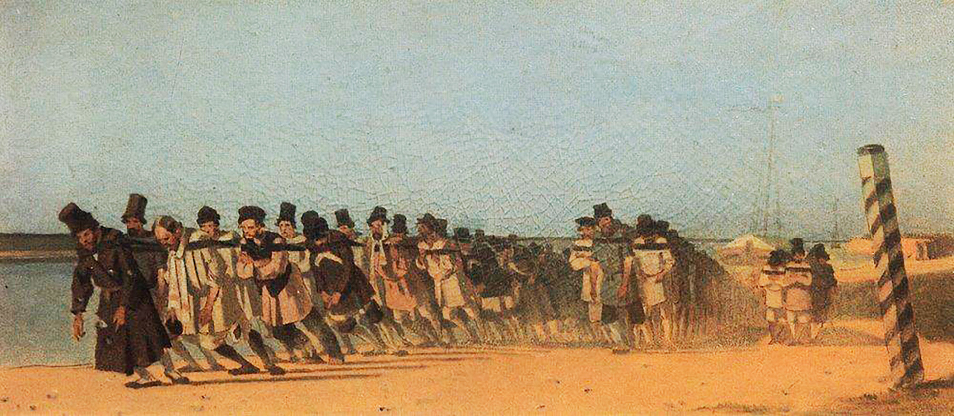 「船引き」（1866年）、ヴァシーリー・ヴェレシチャーギン画