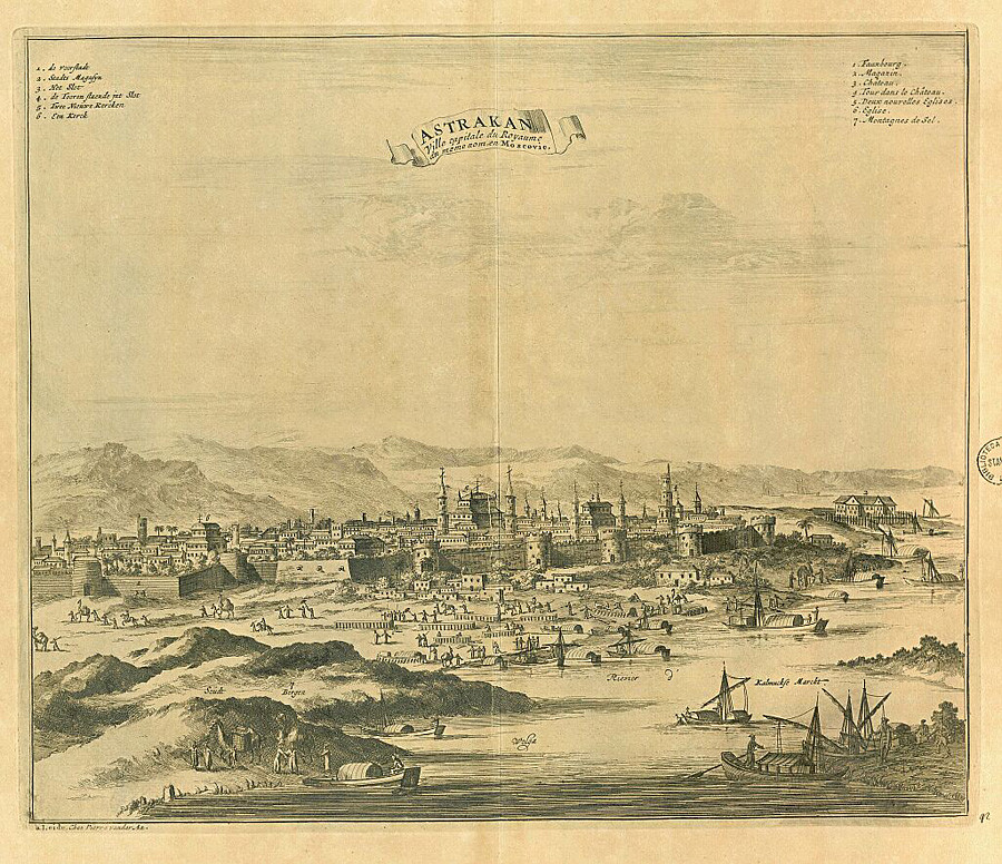 The city of Astrakhan at the end of the 17th century