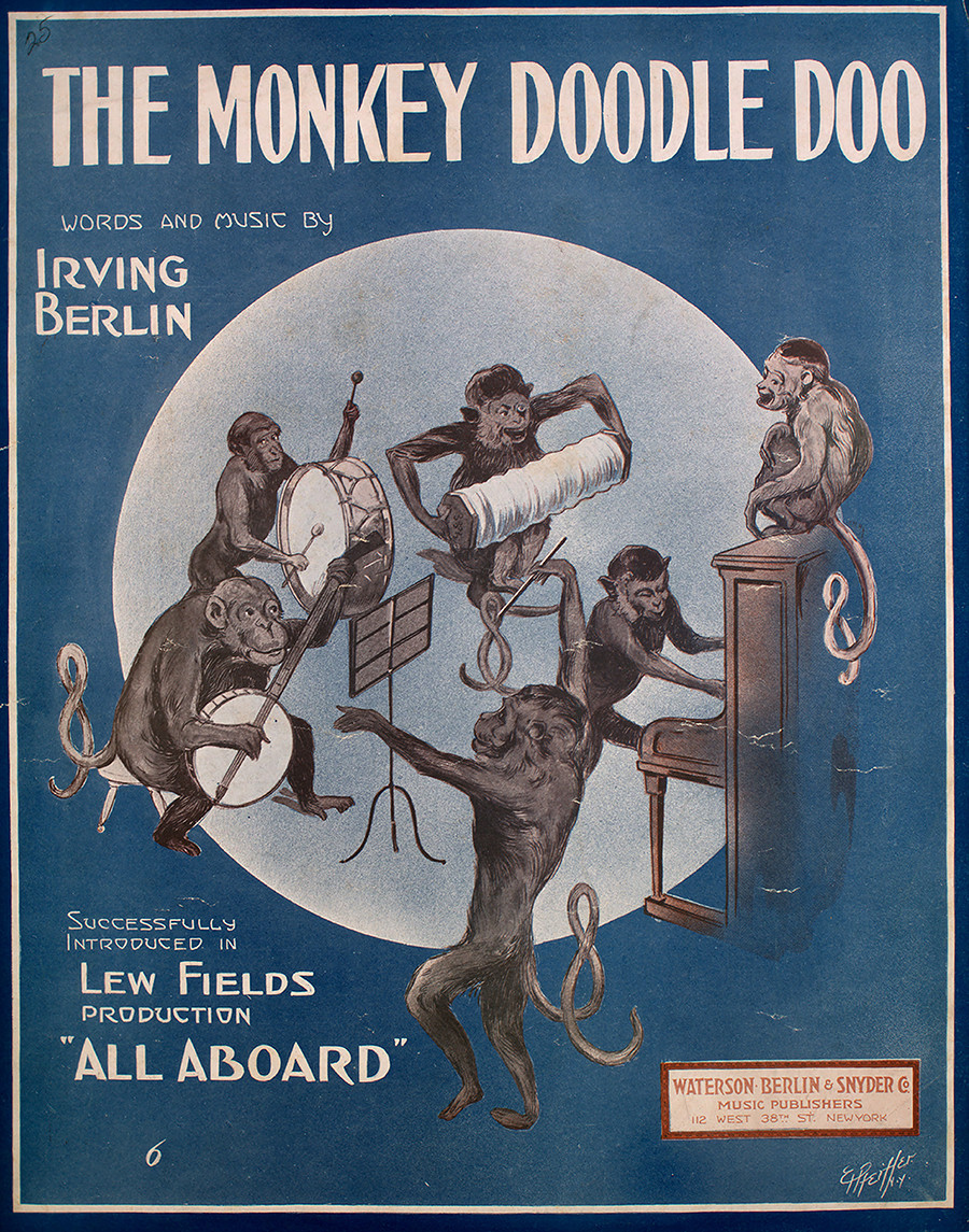 Naslovnica notnega zapisa pesmi The Monkey Doodle Doo, ZDA, 1913.