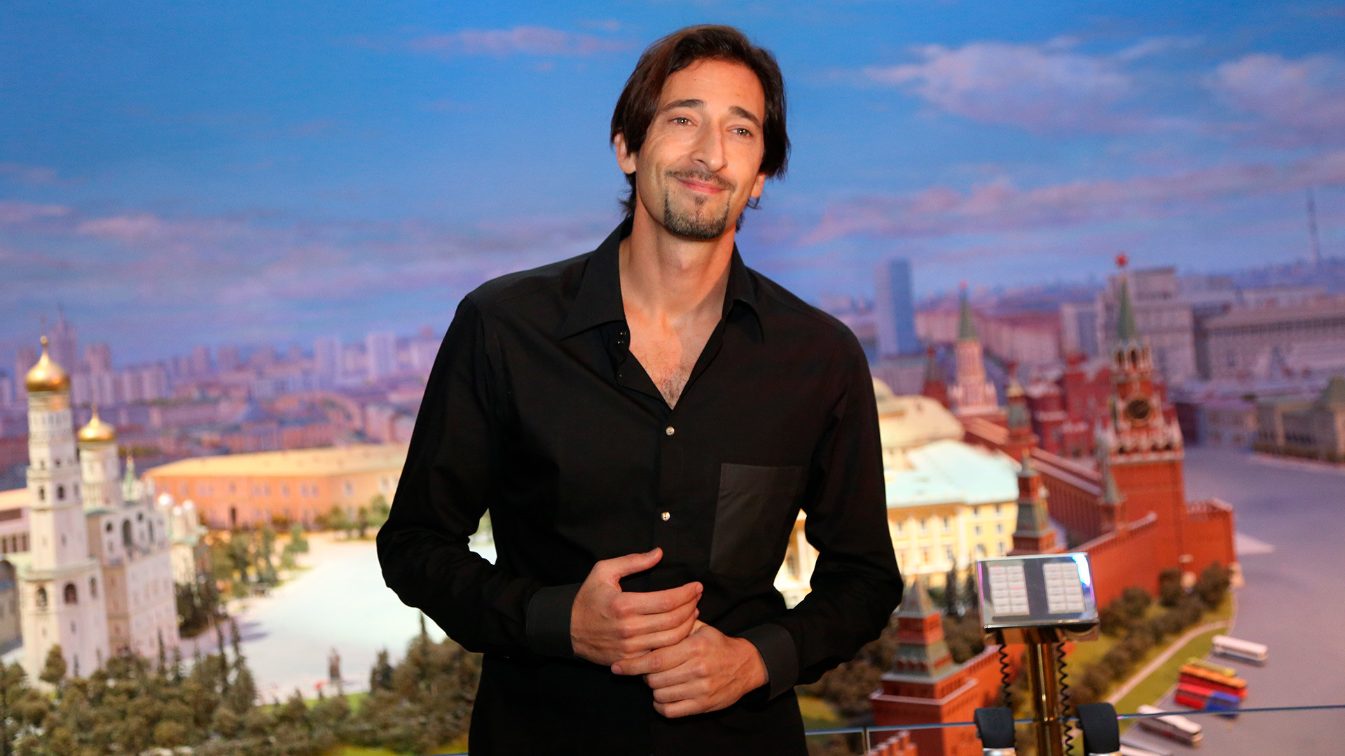 Adrien Brody holds a news conference at the Radisson Royal Hotel Moscow. 