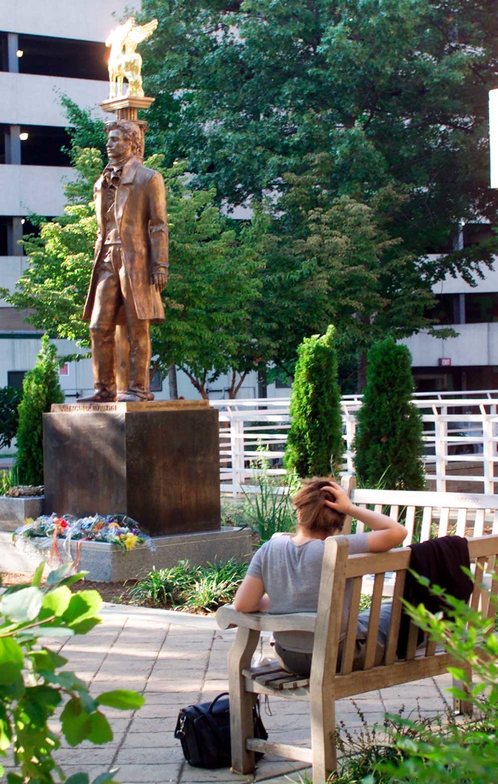 Bronze Pushkin in the campus of George Washington University