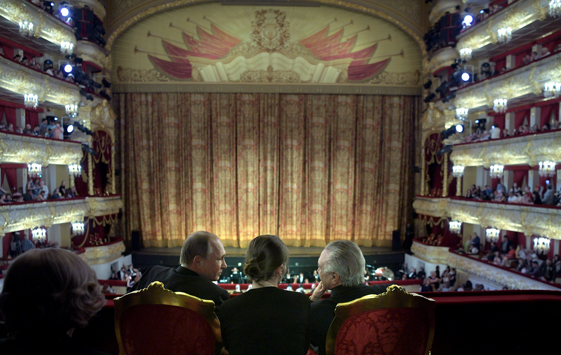 Wladimir Putin und brasilianischer Präsident Michel Temer im Bolschoi-Theater,  20. Juni, 2017. 

