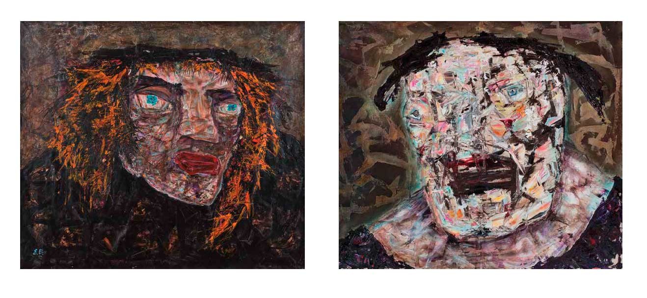 Self portrait, 1992 (left) / Another head, 1994