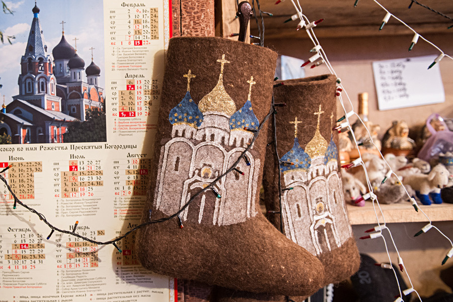 Valenki in Ivan Lapin's felt footwear workshop, Pimokatny Dvor, in Nizhnyaya Yeltsovka, Novosibirsk