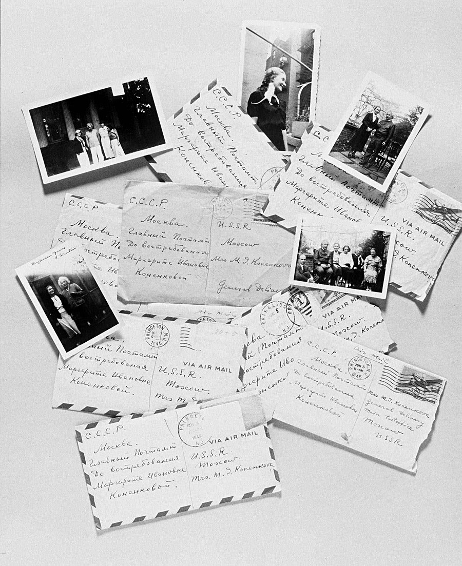 A collection of letters from Albert Einstein to Margarita Konenkova, along with photos of the pair, are shown in a photo released by Sotheby's