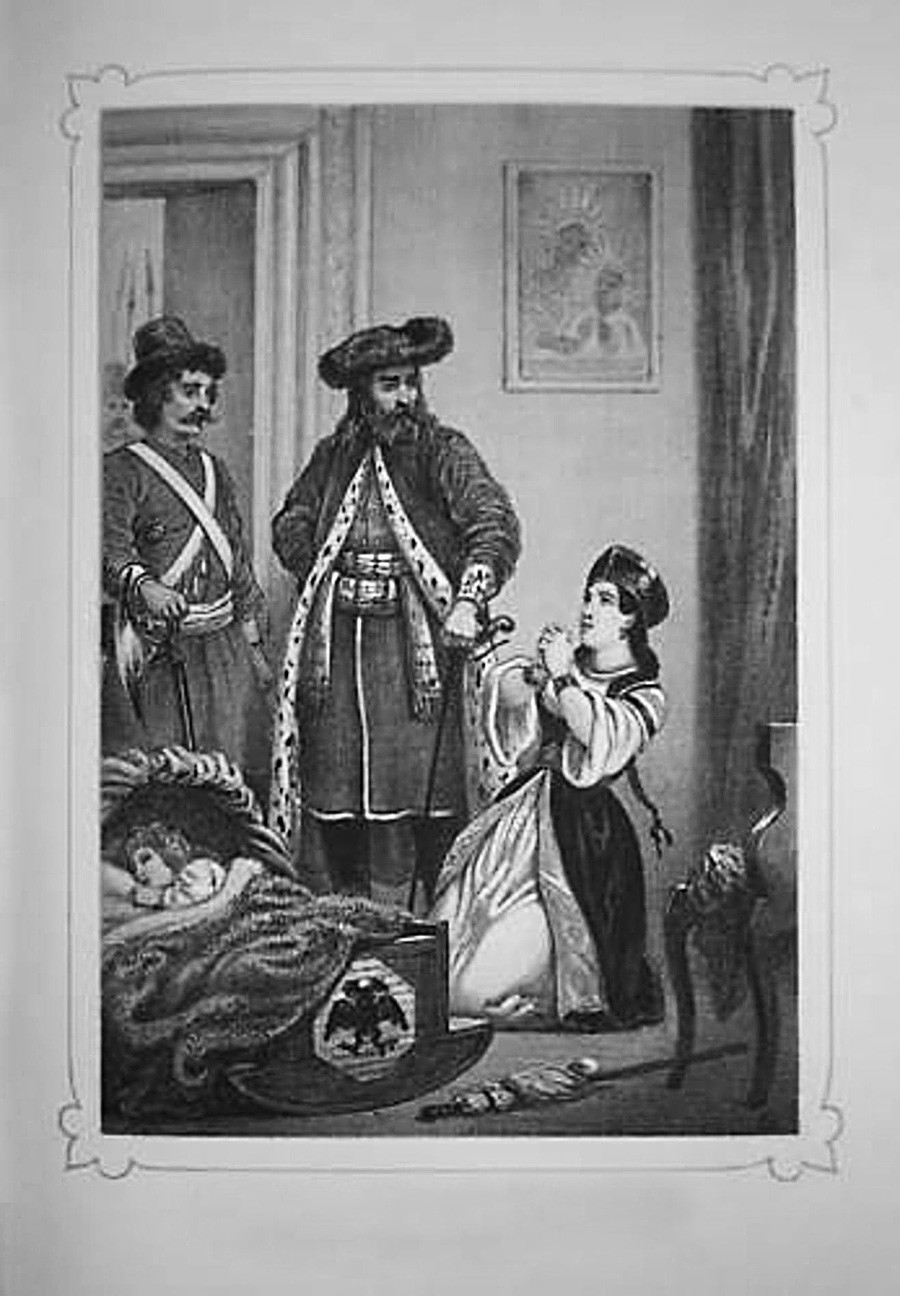 イワン6世の拘束（1850年代の画像）。