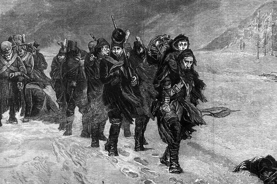 Umikanje Francozov iz Moskve, naslikal L. J. Pott