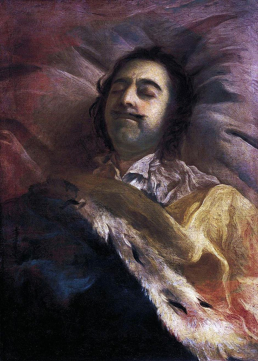 Outra pintura de Pedro, o Grande em seu leito de morte. Ivan Nikitin. 