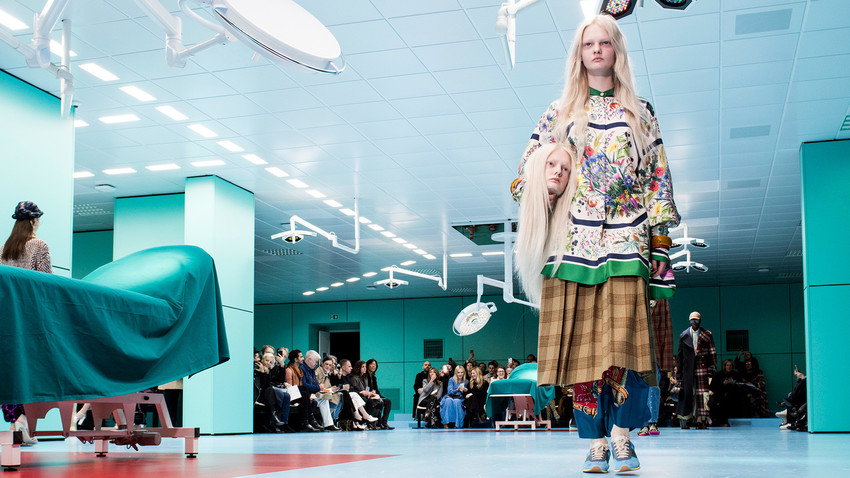A bizarre presentation by Gucci sparked a flash mob - and Russians followed the pattern happily