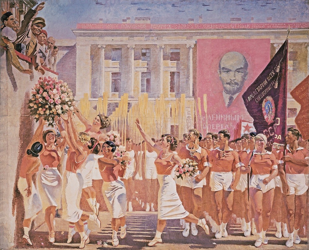 ‘S. M. Kirov en la marcha de deportistas aficionados’ (1935), obra de Alexánder Samojválov.
