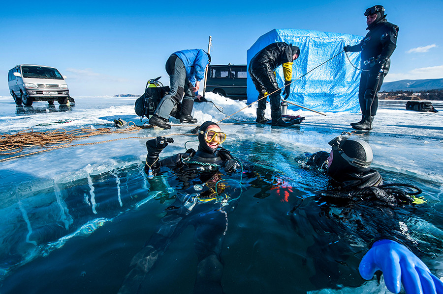 9. Dive under the ice of Lake Baikal.