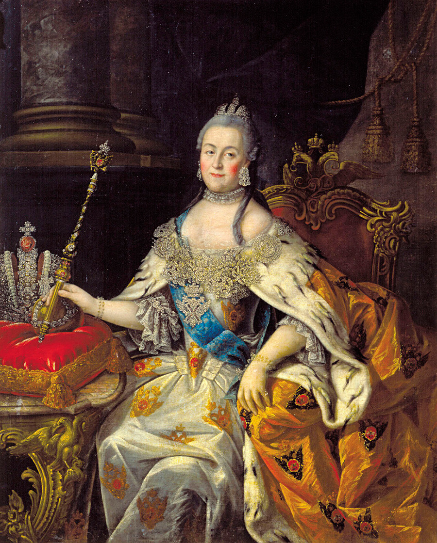 Imperatriz Catherine II, óleo sobre tela por Alexei Petrovitch Antropov, 1766.