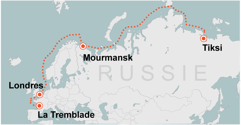 Parti de Tiksi, Smurgis avait gagné Mourmansk puis Londres avant de mettre le cap sur le sud jusqu’à son naufrage.