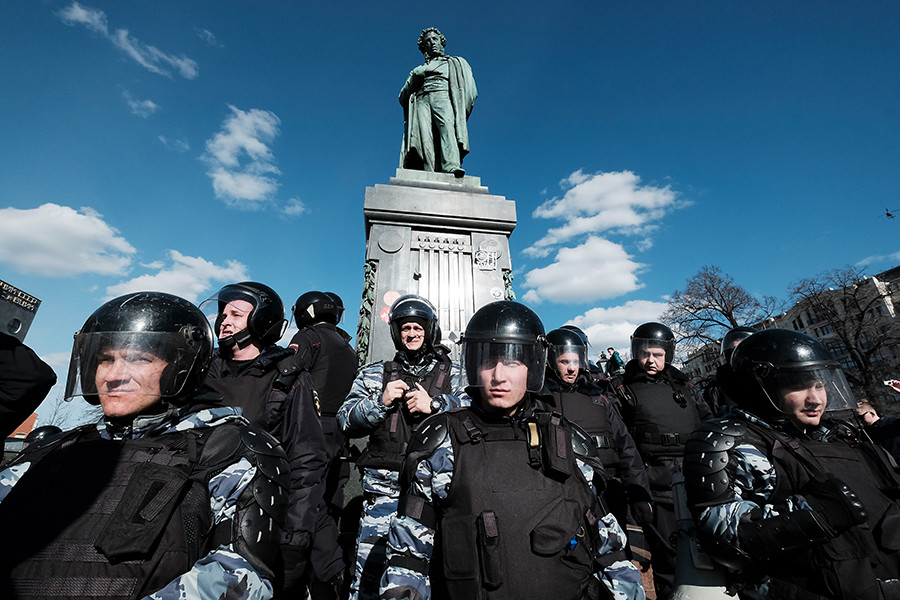 There are a lot of police and security guards in Russia.