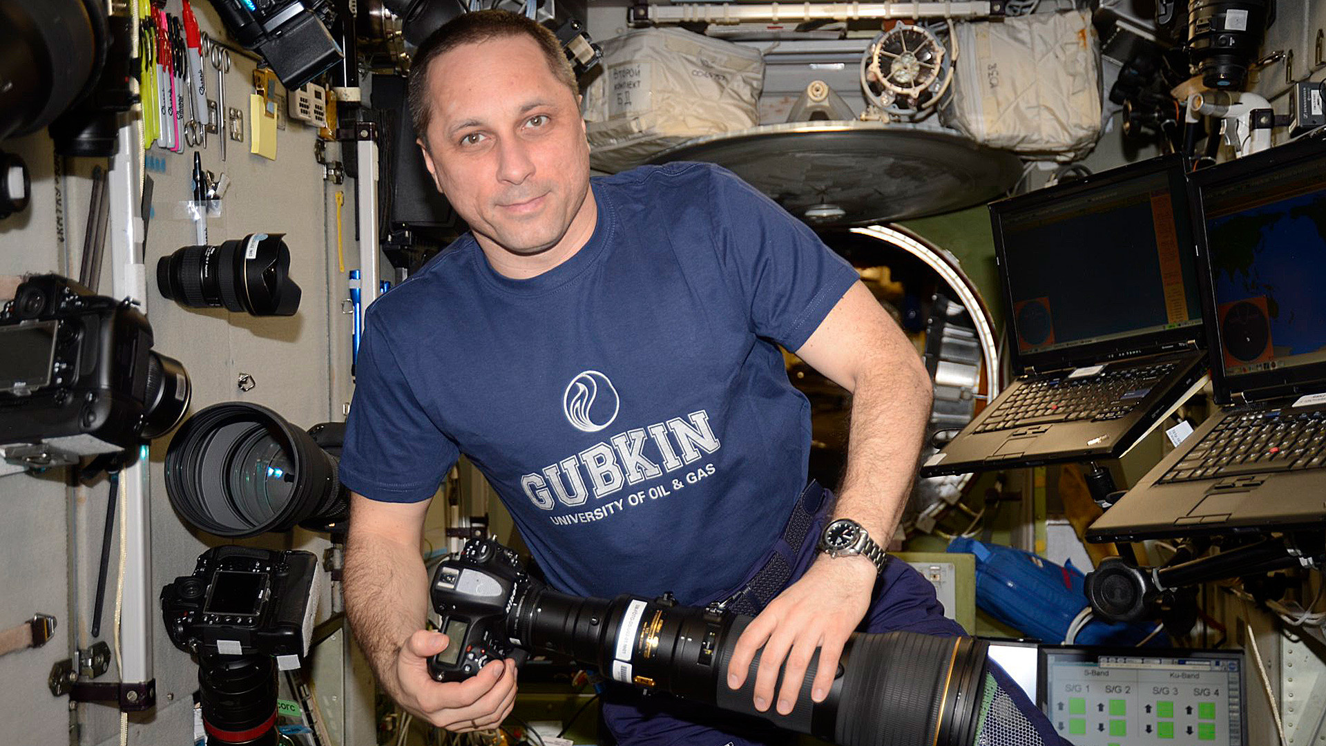 Russian cosmonaut Anton Shkaplerov aboard the ISS