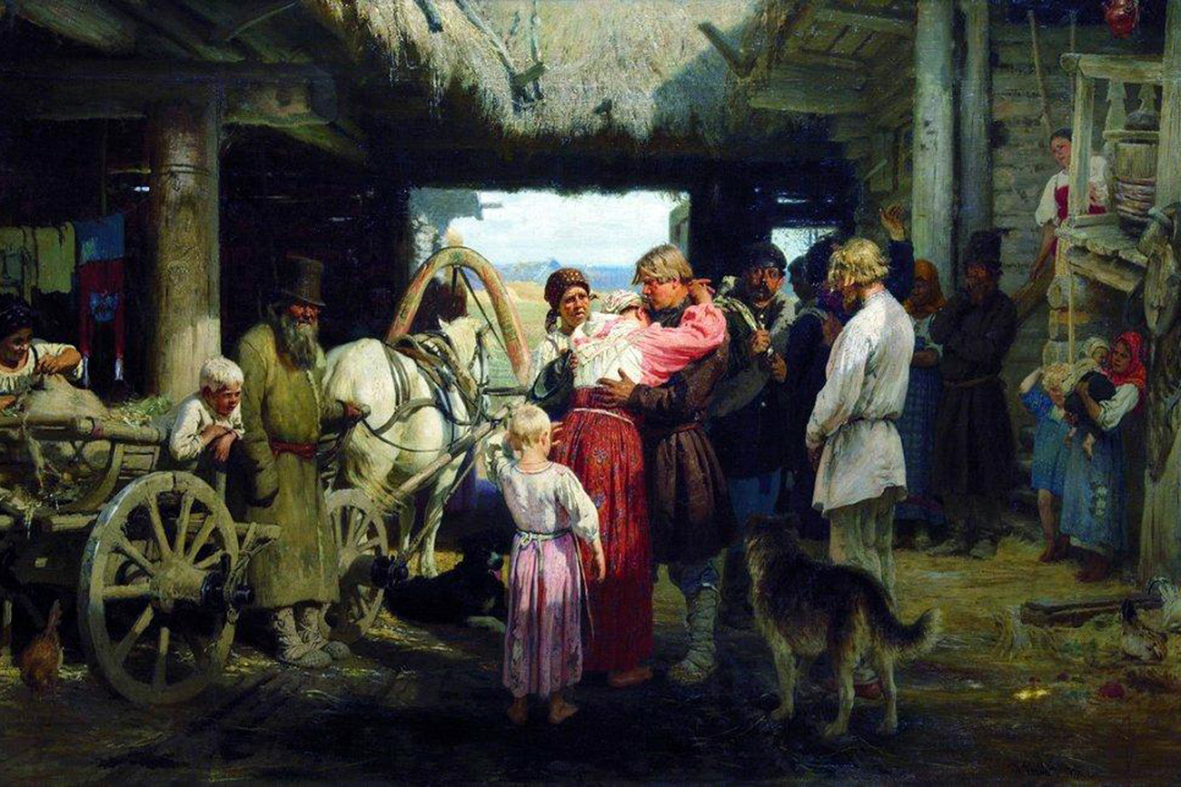 'Rekrutmen' karya Ivan Repin (1879).