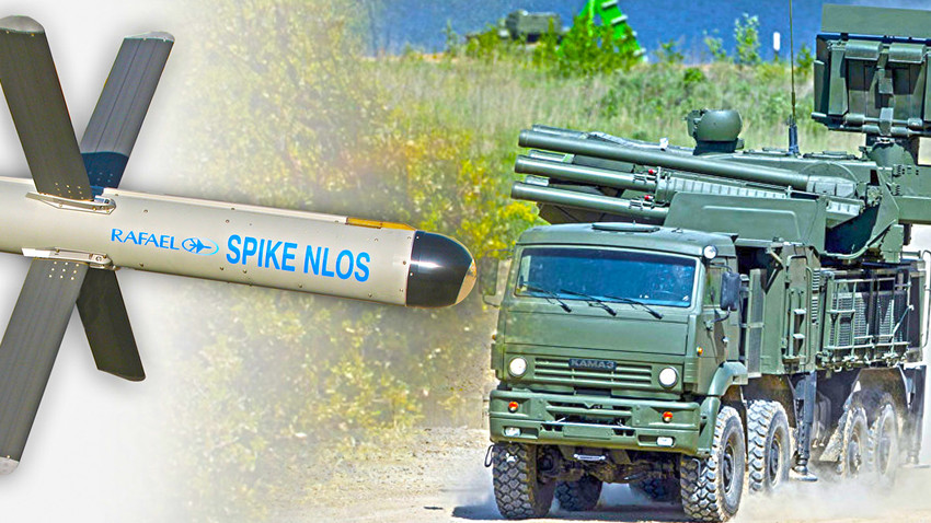 Израелска ракета Spike NLOS и руски ПВО систем "Панцир С1"