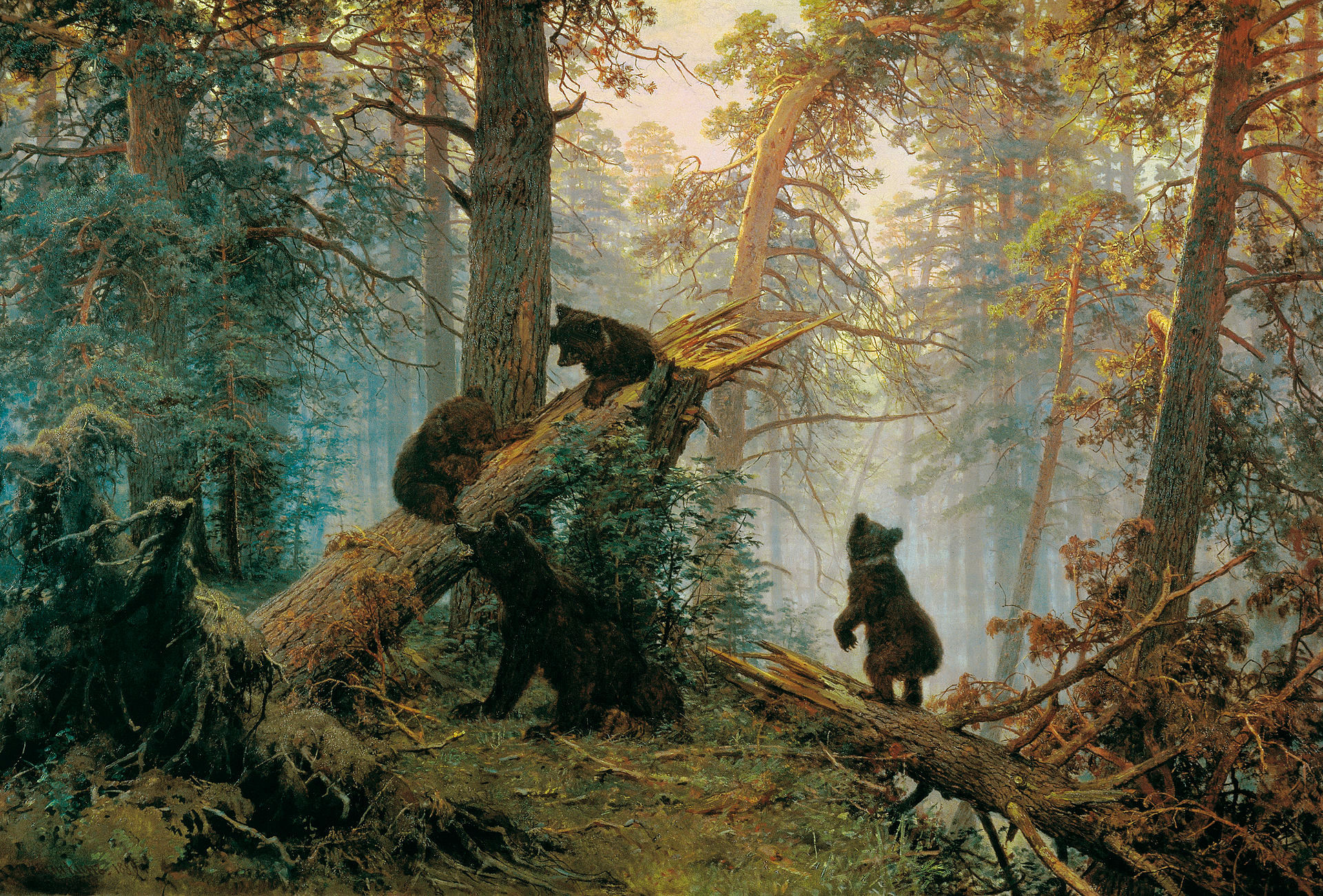 “Mañana en un bosque de pinos” , obra de Iván Shishkin y Konstantín Savitski.