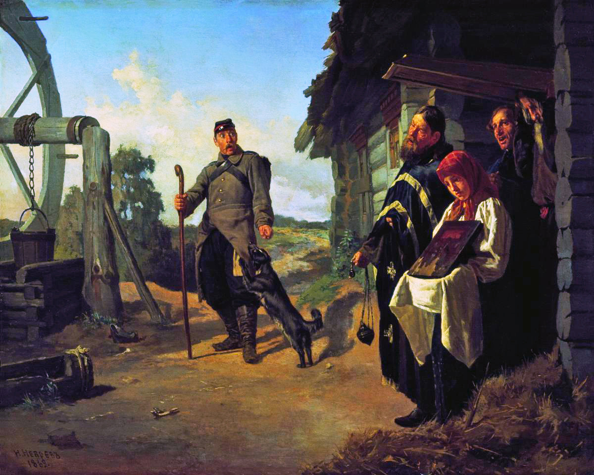  'Return of the soldier home' by Nikolai Nevrev, 1869.