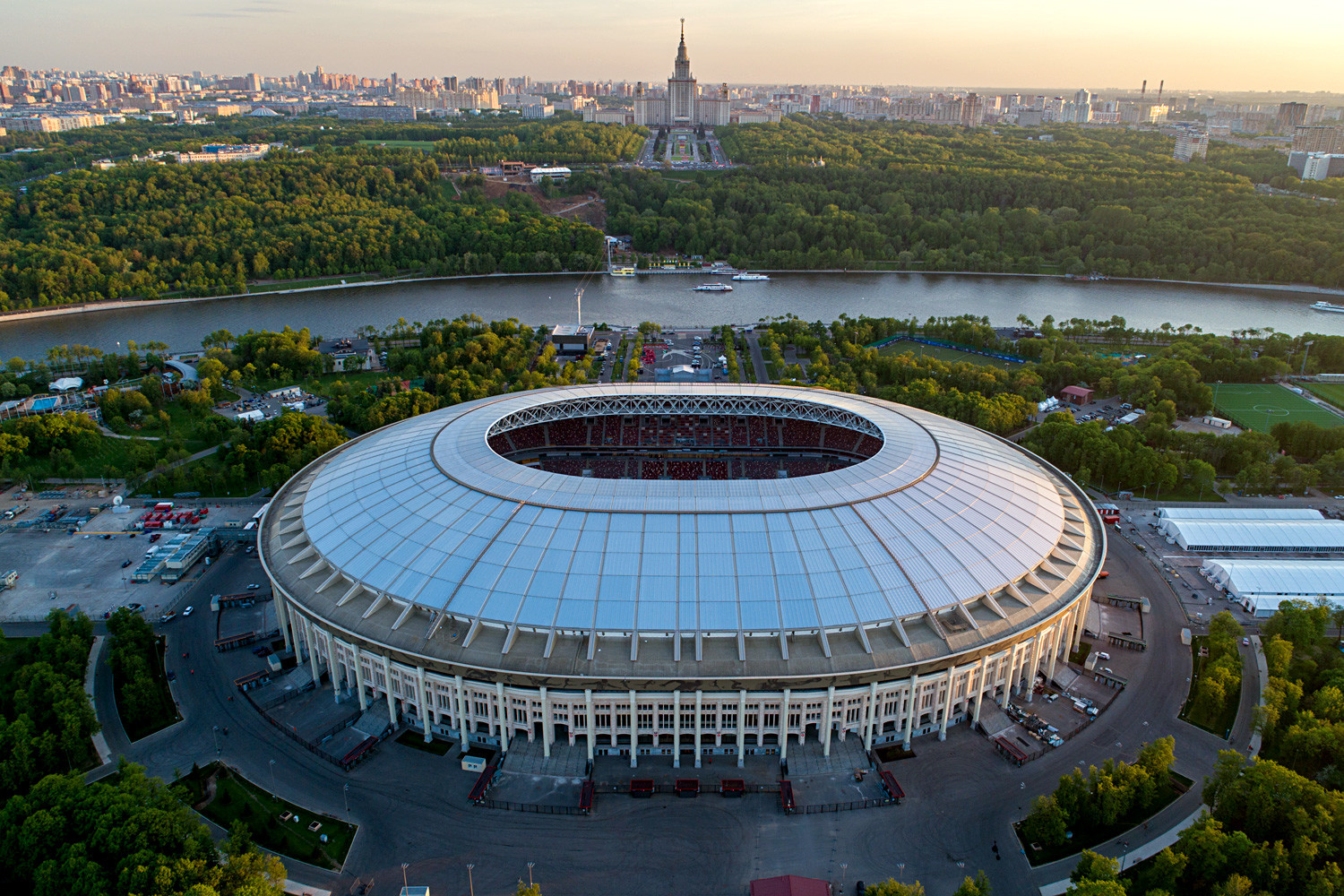 An aerial view of Luzhniki Stadium