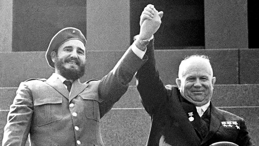 Fidel Castro and Nikita Khrushchev.