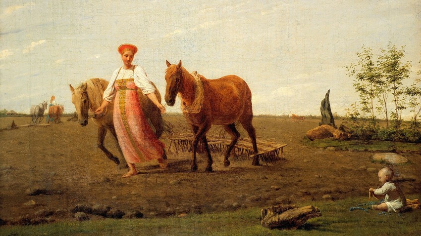 "Primavera, em terra arada", 1820s, Alexey Venetsianov.