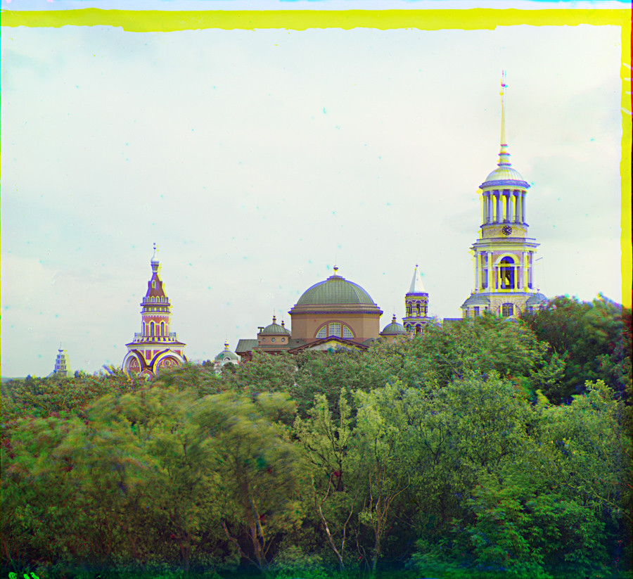 Torzhok. Monastery of Sts. Boris & Gleb, north view. Far left: Church of the Tikhvin Icon. Summer 1910.