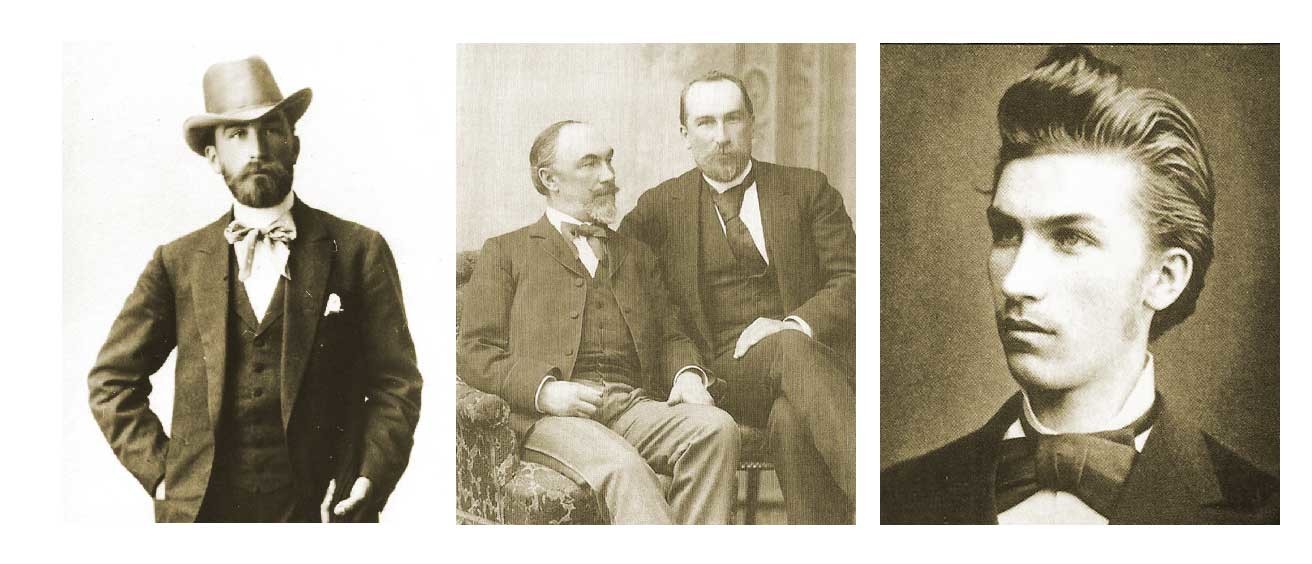 (v.l.n.r): Aleksej Abrikosow, Brüder Aleksej und Nikolai, Iwan Abrikosow (Sohn von Aleksej)