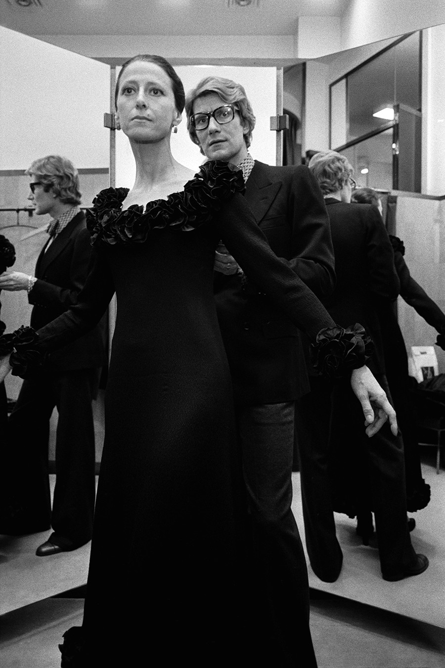 French fashion designer Yves Saint Laurent with Russian ballet dancer Maya Plisetskaya, 1971