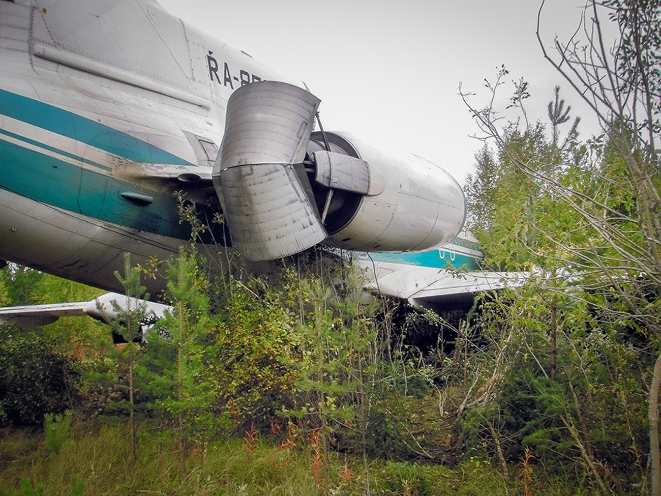 飛行機はオーバーランし、地面に叩きつけられた。