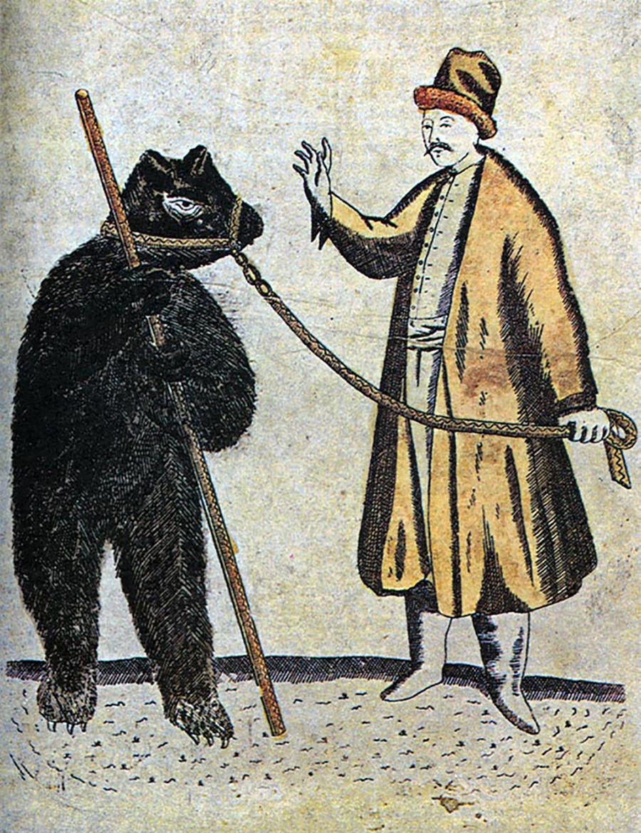 Medved in njegov lastnik, slika iz 19. stoletja